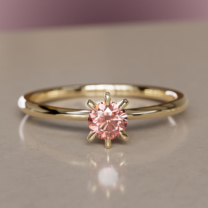Bague de fiançailles unique moderne délicate en diamant rose Hera cultivé en laboratoire