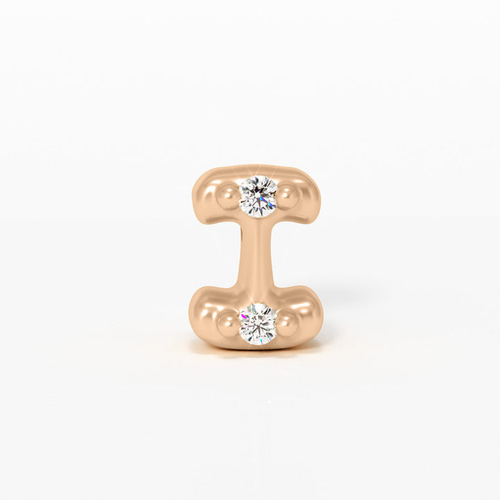 Letter Charm - 14k Gold Diamond Alphabet Bead - Initial Necklace Letter i Valley Rose Ethical Jewelry