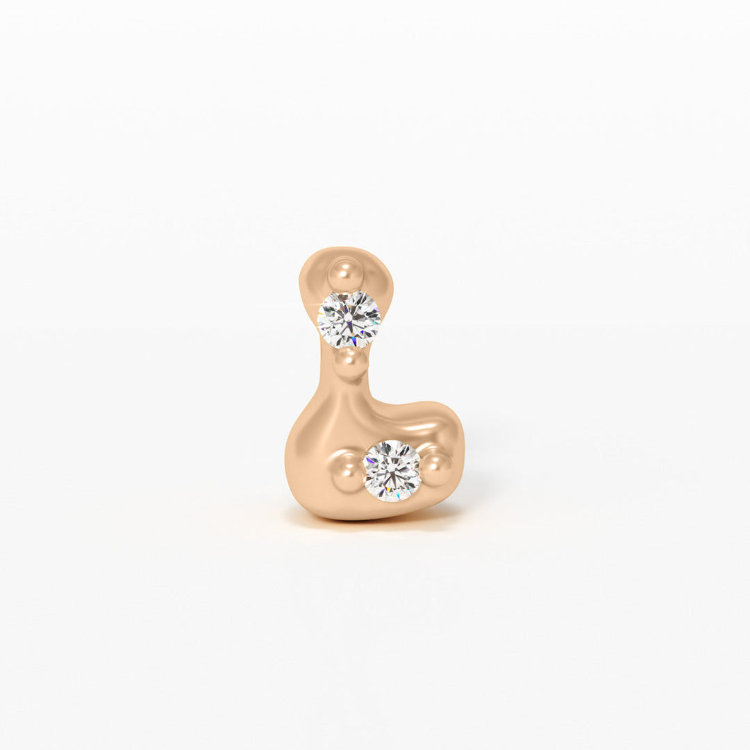 Letter Charm - 14k Gold Diamond Alphabet Bead - Initial Necklace Letter l Valley Rose Ethical Jewelry