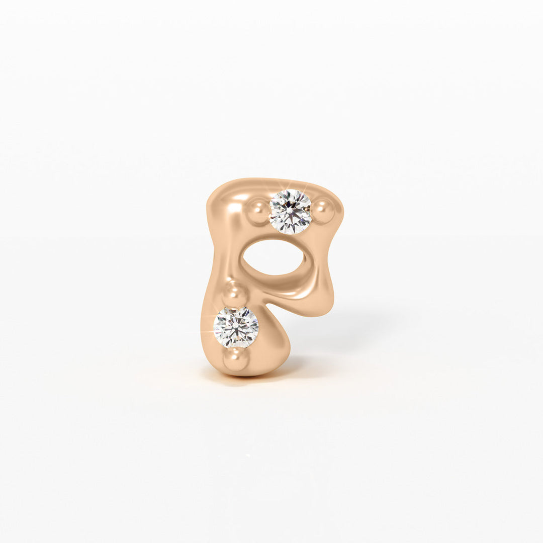 Letter Charm - 14k Gold Diamond Alphabet Bead - Initial Necklace Letter p Valley Rose Ethical Jewelry