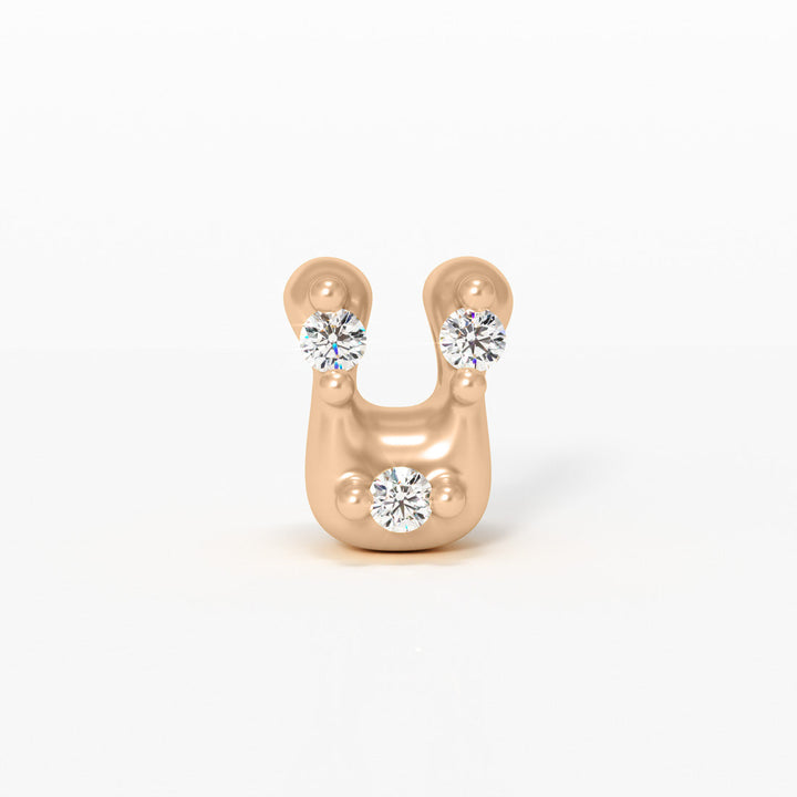 Letter Charm - 14k Gold Diamond Alphabet Bead - Initial Necklace Letter v-_1 Valley Rose Ethical Jewelry