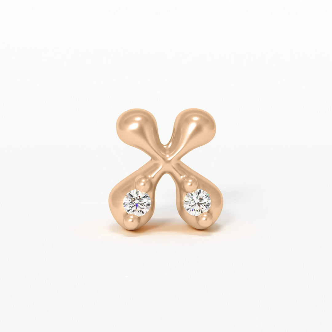Letter Charm - 14k Gold Diamond Alphabet Bead - Initial Necklace Letter x-_1 Valley Rose Ethical Jewelry