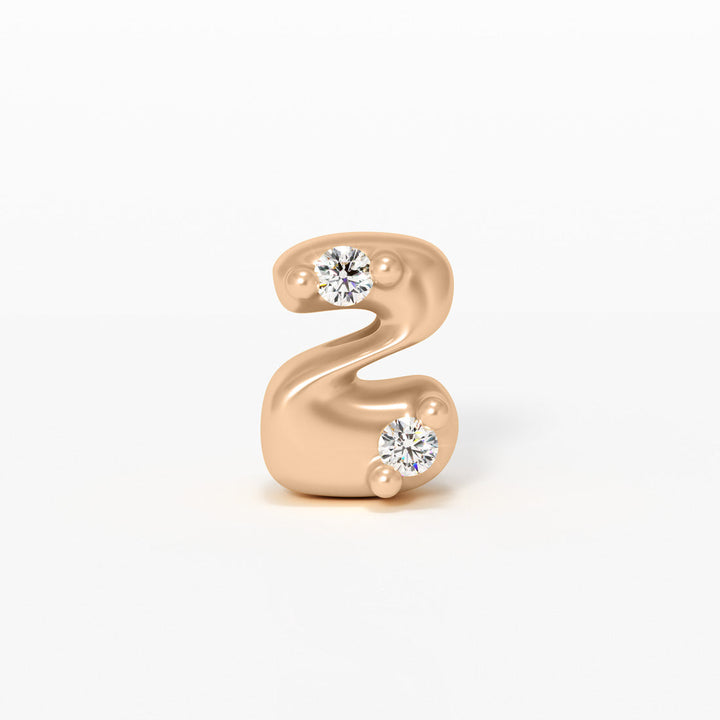 Letter Charm - 14k Gold Diamond Alphabet Bead - Initial Necklace Letter z-_1 Valley Rose Ethical Jewelry