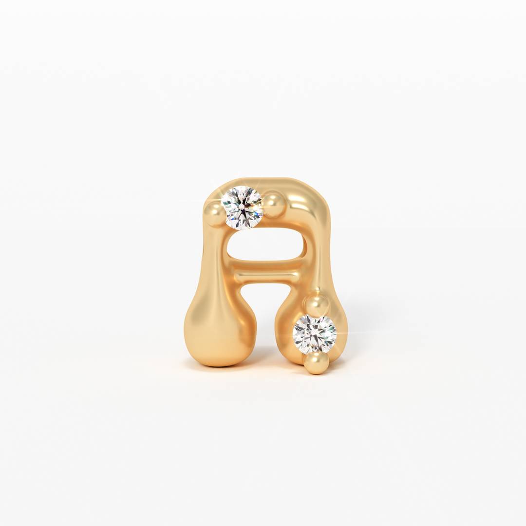 Letter Charm - 14k Gold Diamond Alphabet Bead - Initial Necklace Letter a Valley Rose Ethical Jewelry
