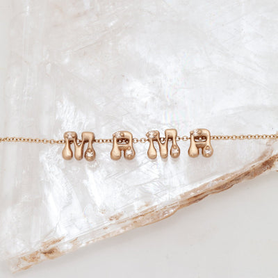 Letter Charm - 14k Gold Diamond Alphabet Bead - Initial Necklace Letter  Valley Rose Ethical Jewelry