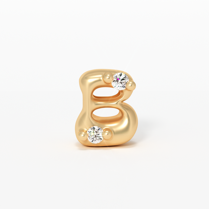 Letter Charm - 14k Gold Diamond Alphabet Bead - Initial Necklace Letter b Valley Rose Ethical Jewelry