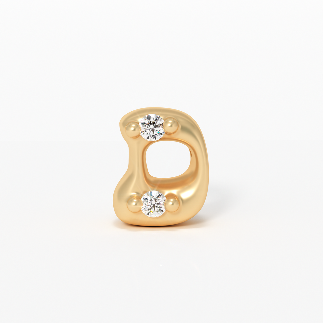 Letter Charm - 14k Gold Diamond Alphabet Bead - Initial Necklace Letter d Valley Rose Ethical Jewelry