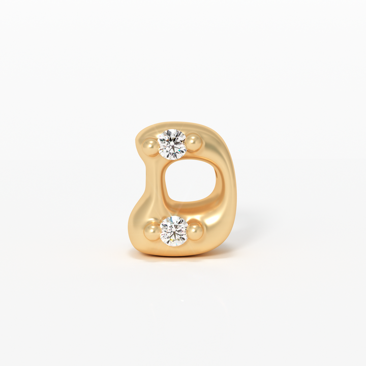 Letter Charm - 14k Gold Diamond Alphabet Bead - Initial Necklace Letter d Valley Rose Ethical Jewelry