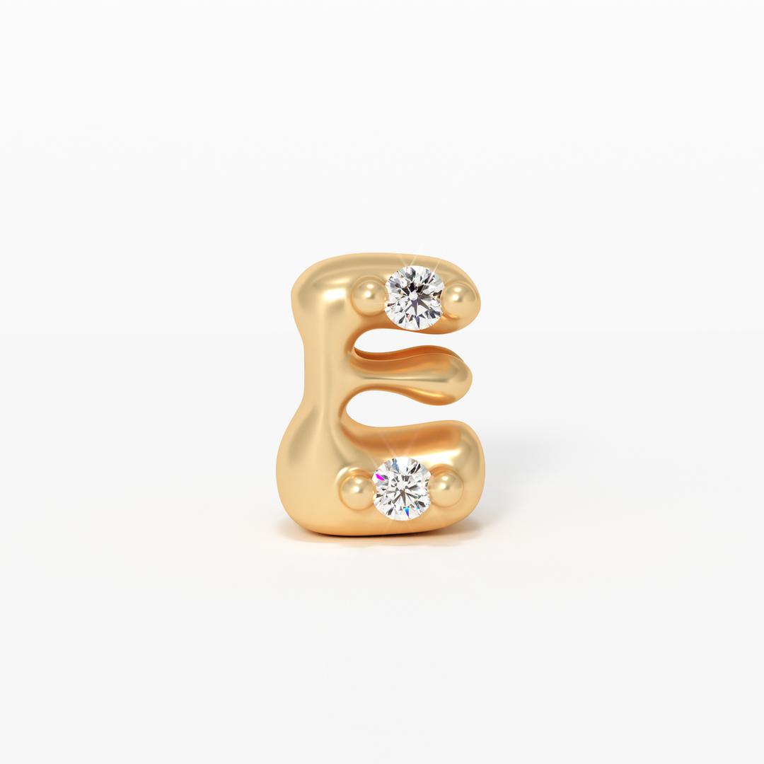 Letter Charm - 14k Gold Diamond Alphabet Bead - Initial Necklace Letter e Valley Rose Ethical Jewelry