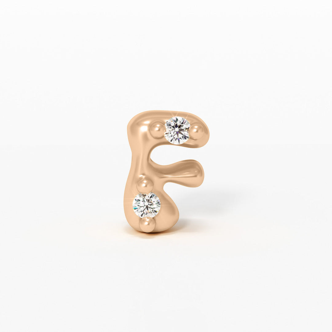 Letter Charm - 14k Gold Diamond Alphabet Bead - Initial Necklace Letter f Valley Rose Ethical Jewelry