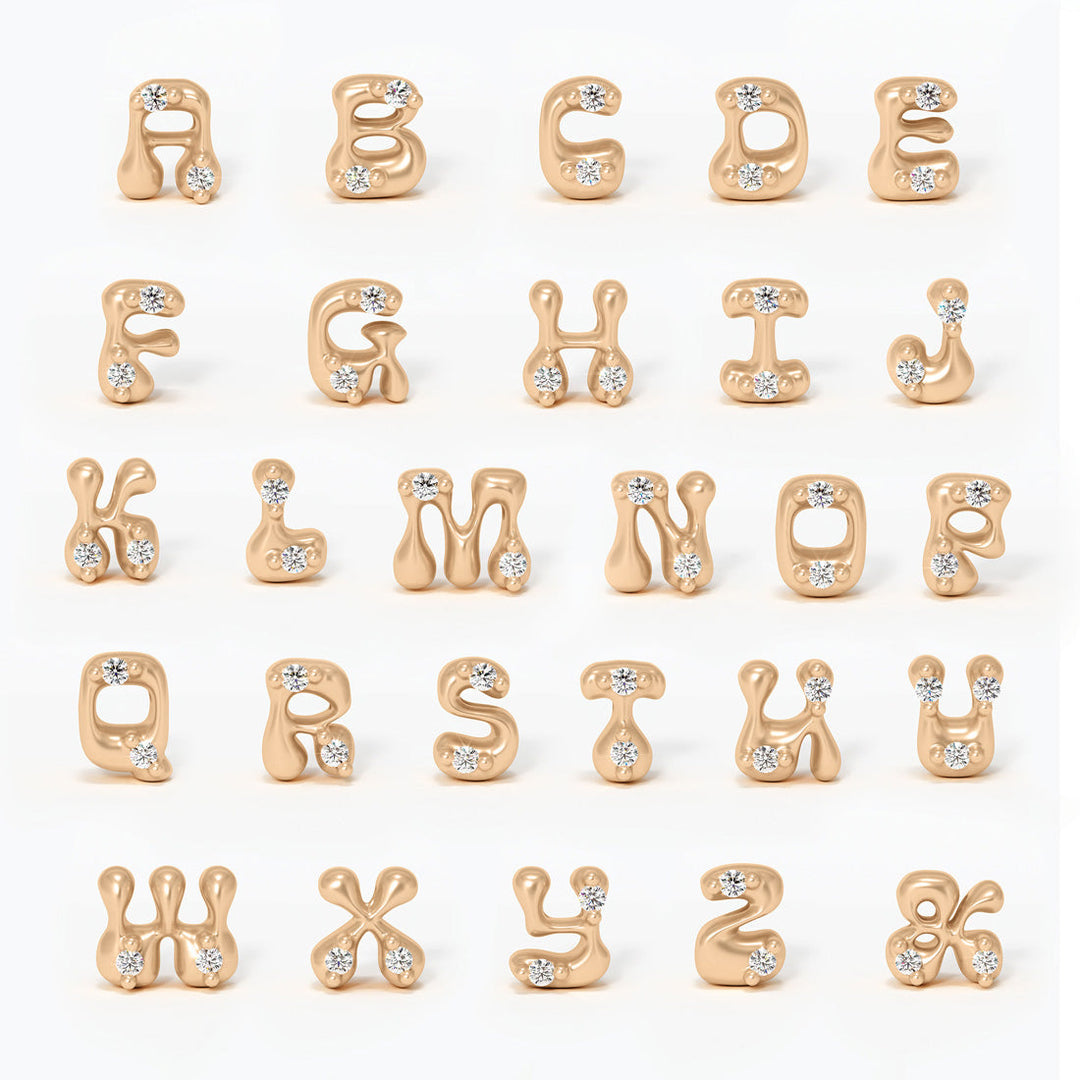 Letter Charm - 14k Gold Diamond Alphabet Bead - Initial Necklace Letter all hippie letter beads alphabet Valley Rose Ethical Jewelry