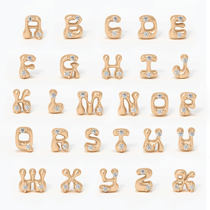Letter Charm - 14k Gold Diamond Alphabet Bead - Initial Necklace Letter all hippie letter beads alphabet Valley Rose Ethical Jewelry