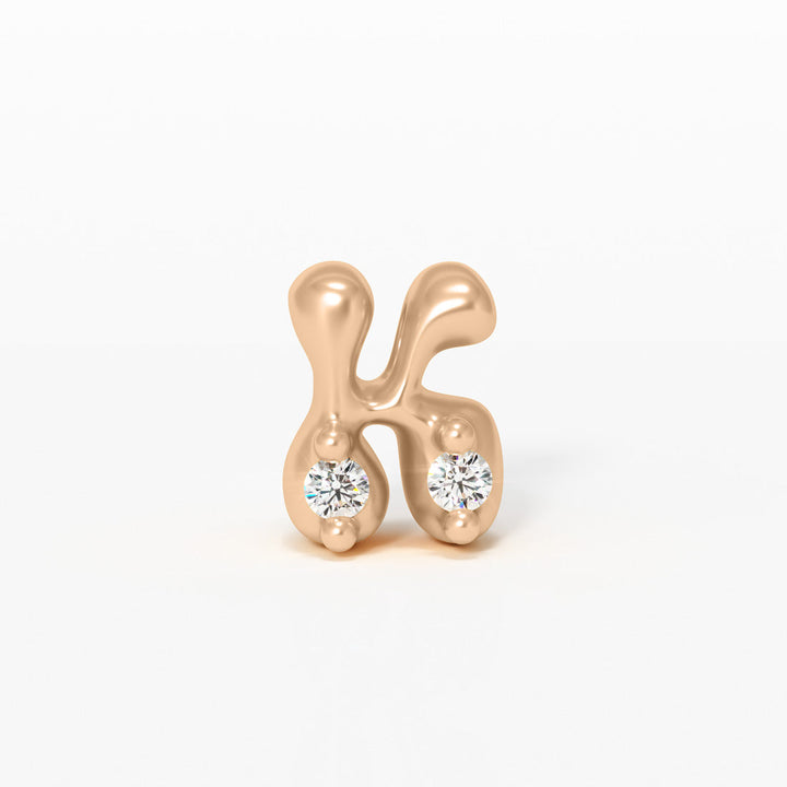 Letter Charm - 14k Gold Diamond Alphabet Bead - Initial Necklace Letter k  Valley Rose Ethical Jewelry