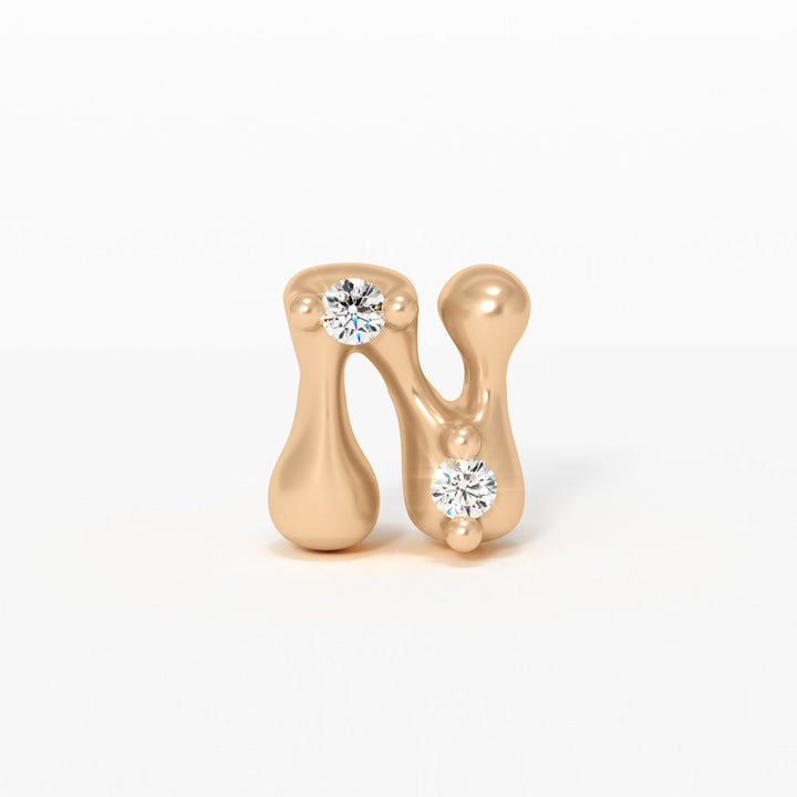 Letter Charm - 14k Gold Diamond Alphabet Bead - Initial Necklace Letter n  Valley Rose Ethical Jewelry