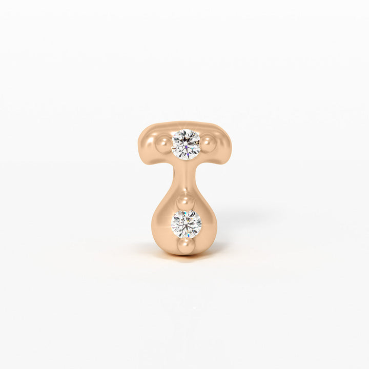 Letter Charm - 14k Gold Diamond Alphabet Bead - Initial Necklace Letter t Valley Rose Ethical Jewelry