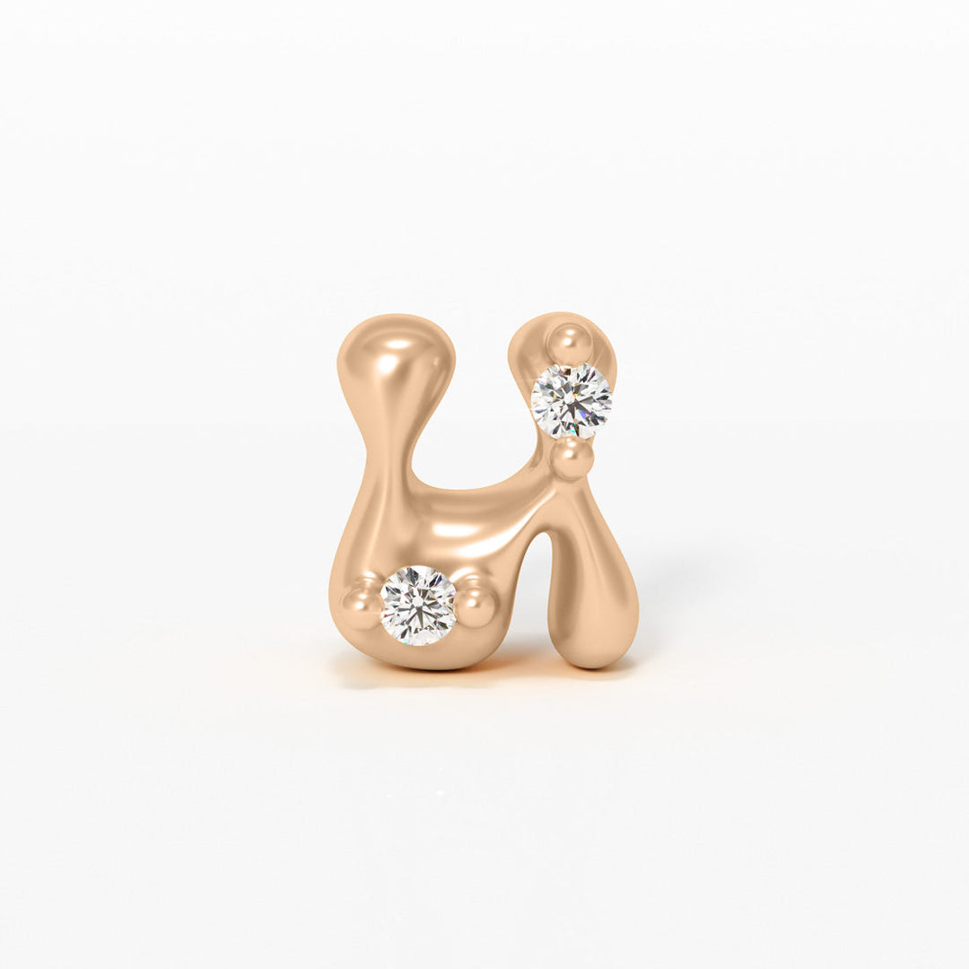 Letter Charm - 14k Gold Diamond Alphabet Bead - Initial Necklace Letter u Valley Rose Ethical Jewelry