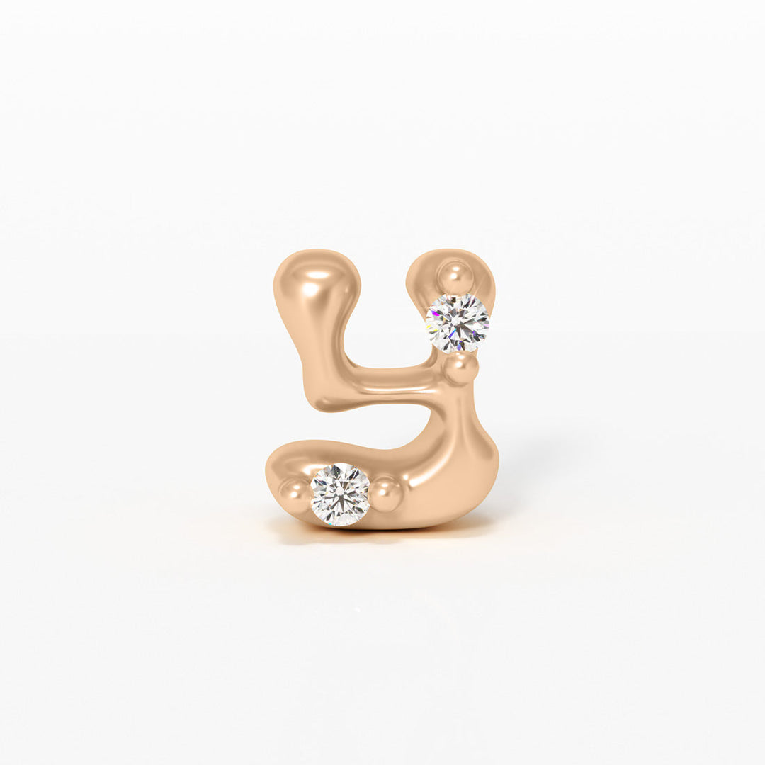 Letter Charm - 14k Gold Diamond Alphabet Bead - Initial Necklace Letter y Valley Rose Ethical Jewelry