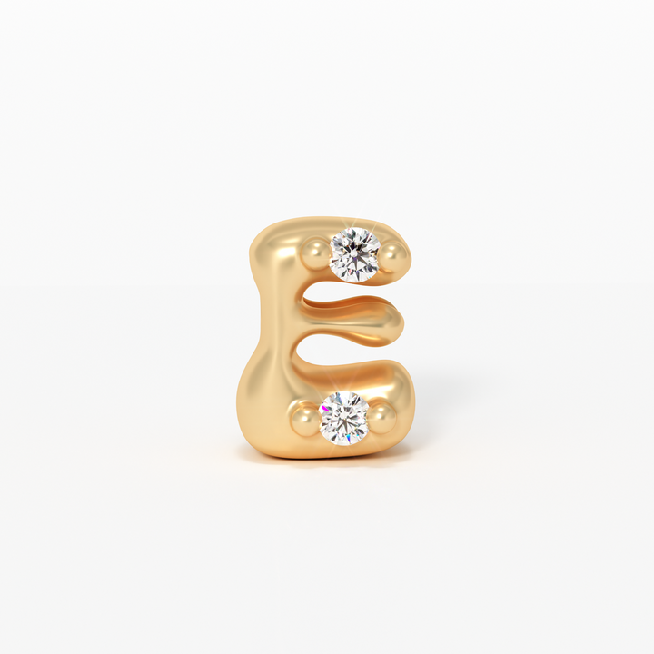 Letter Charm - 14k Gold Diamond Alphabet Bead - Initial Necklace Letter e Valley Rose Ethical Jewelry