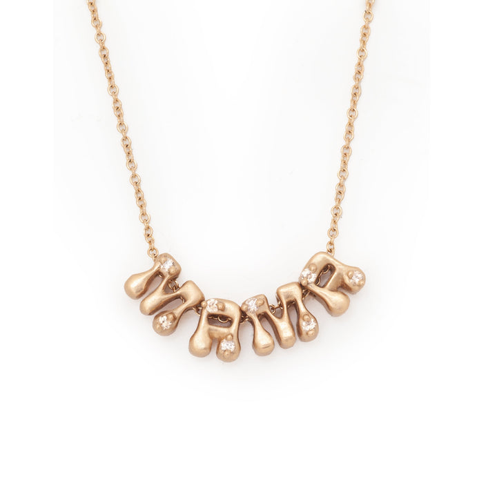 Mama Necklace - 14k Gold Diamond Mom Charms - Mother Initial Letter Beads Lab Diamond By Valley Rose Ethical Jewelry