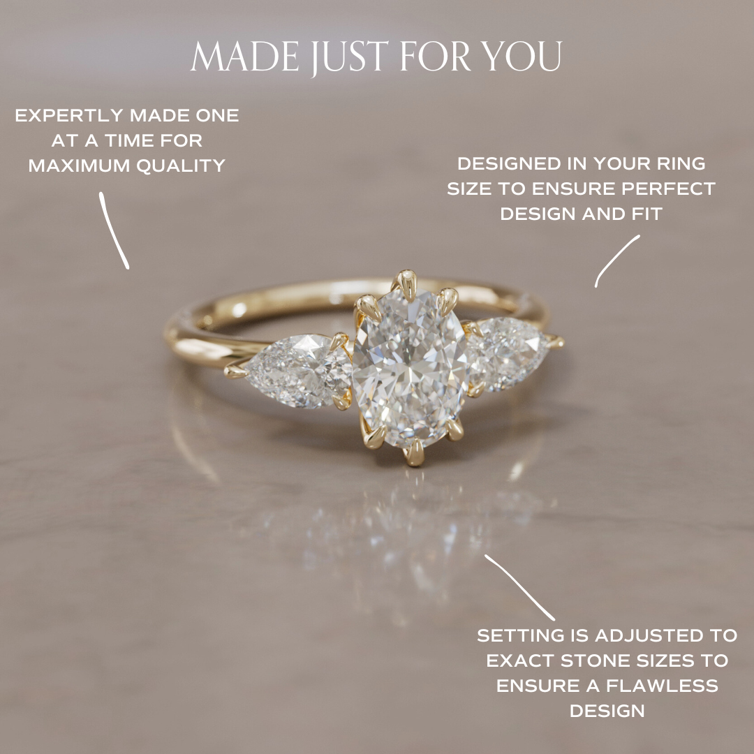 Irina Oval Lab Diamond Modern Unique Three Stone Engagement Ring By Valley Rose