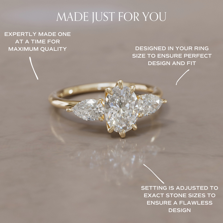 Irina Oval Lab Diamond Modern Unique Three Stone Engagement Ring By Valley Rose