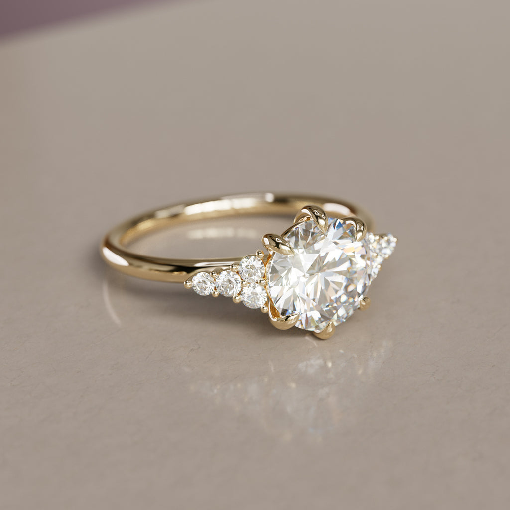 Iris Round Lab Diamond Unique Modern Engagement Ring By Valley Rose
