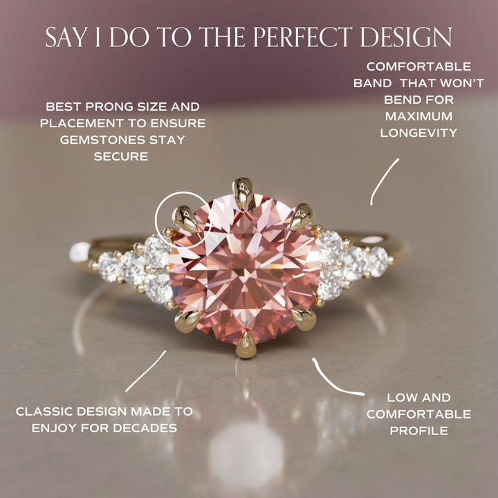 Iris Round Pink Lab Diamond Unique Modern Engagement Ring By Valley Rose