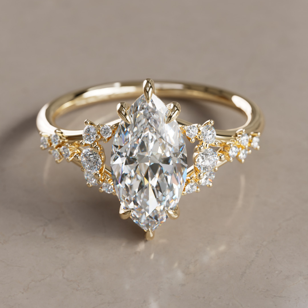 Unique Nature Marquise Lab Created Diamond Engagement Ring By Valley Rose