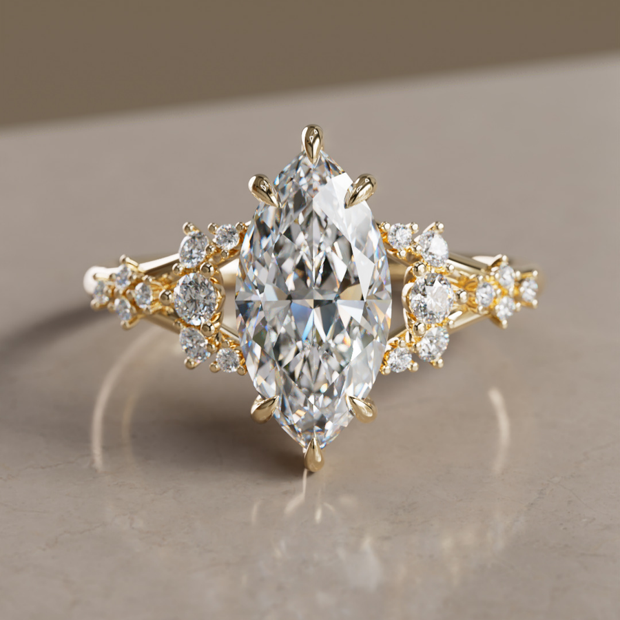 Unique Nature Marquise Lab Created Diamond Engagement Ring By Valley Rose