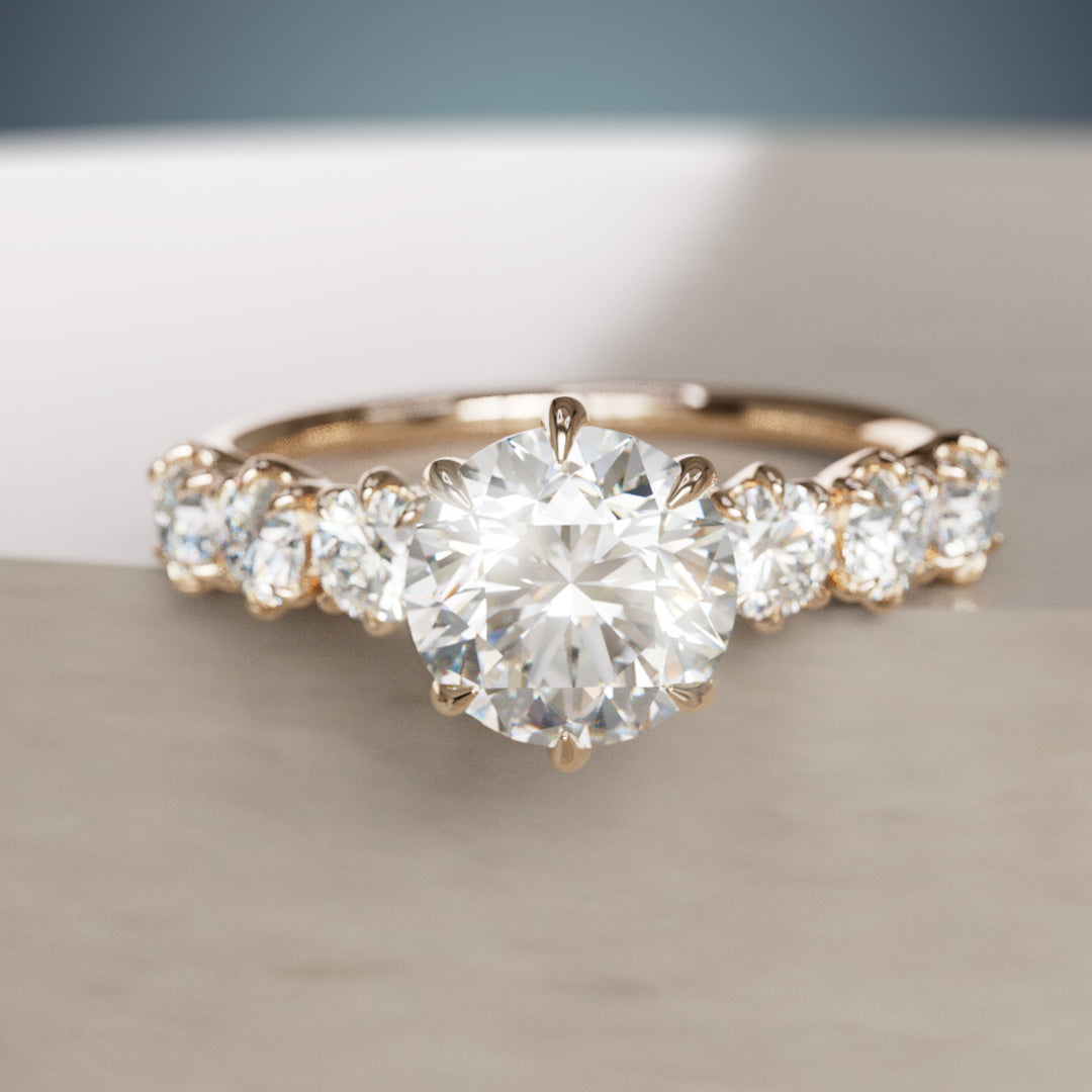 Isobel Einzigartiger Moderner Runder Lab-Diamant Verlobungsring (Nur Fassung)