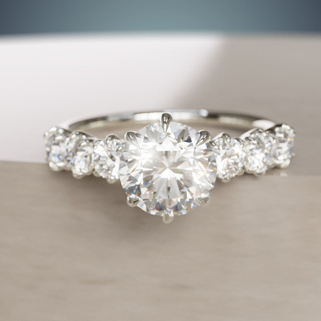 Isobel Einzigartiger Moderner Runder Lab-Diamant Verlobungsring (Nur Fassung)