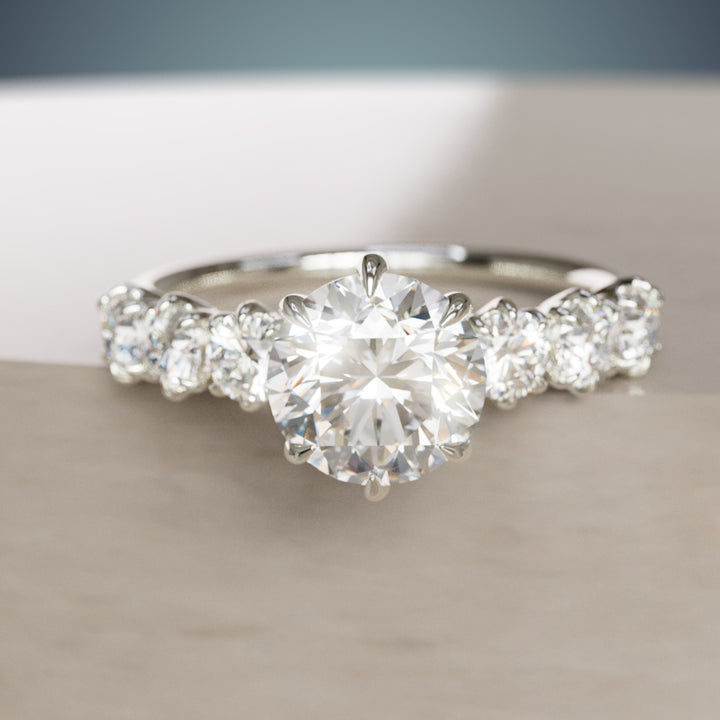 Isobel Einzigartiger Moderner Runder Lab-Diamant Verlobungsring (Nur Fassung)