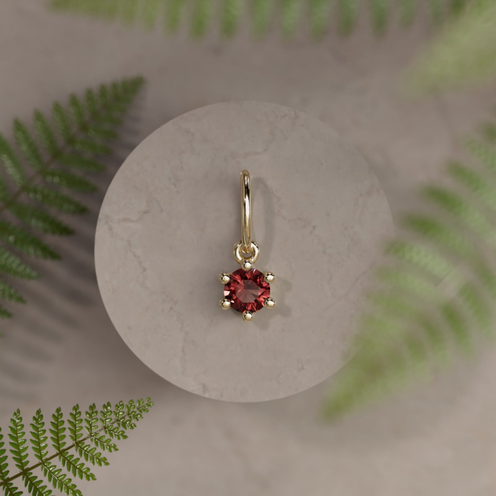 January Garnet Birthstone Gold Charm – Valley Rose