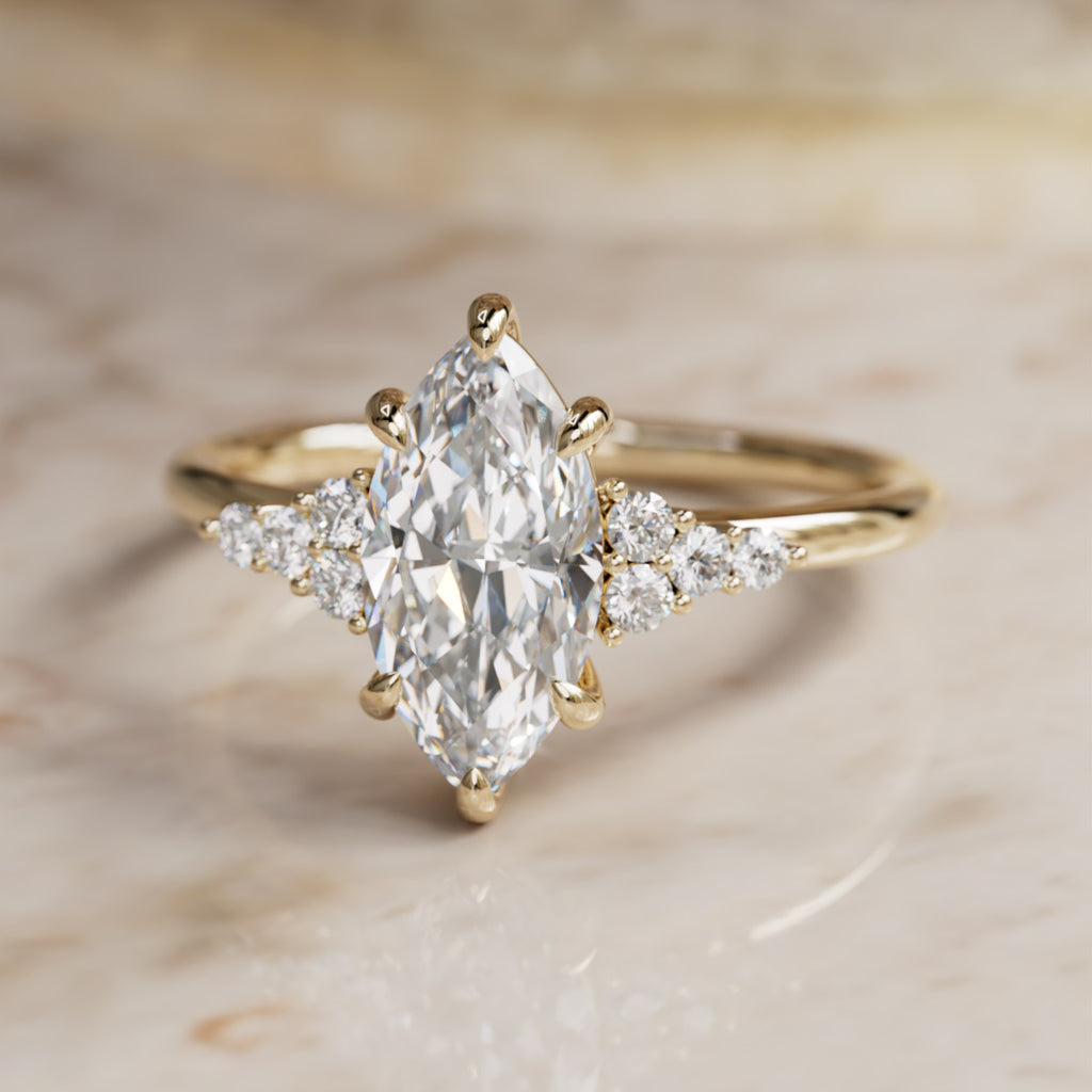 Jasmine Marquise Lab Diamond Unique Engagement Ring By Valley Rose