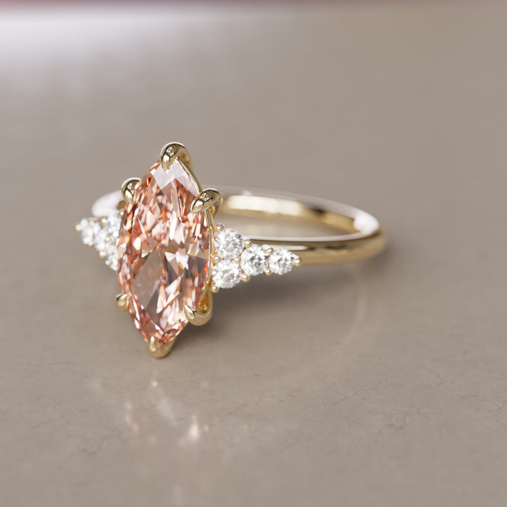 Jasmine Marquise Peach Lab Diamond Unique Modern Engagement Ring By Valley Rose