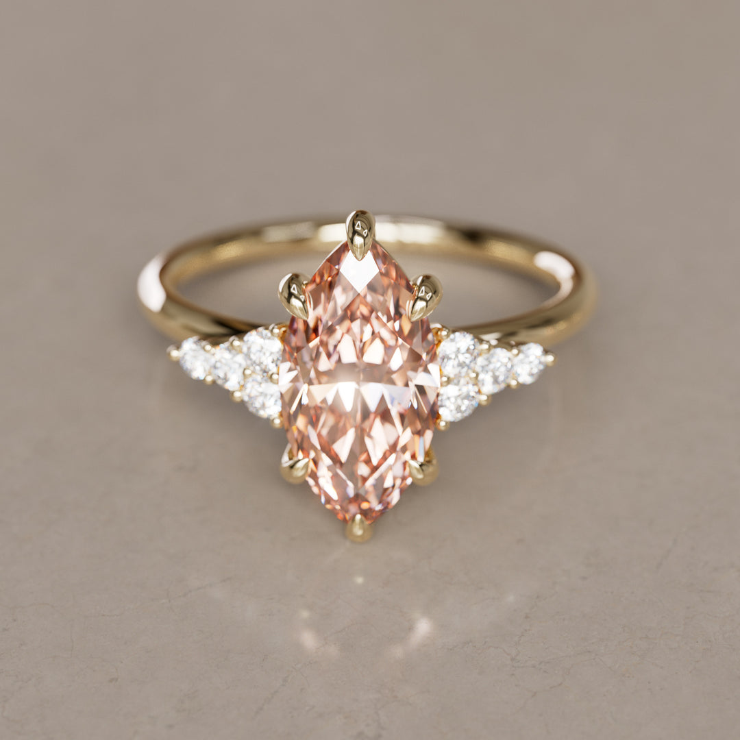 Jasmine Marquise Peach Lab Diamond Unique Modern Engagement Ring By Valley Rose