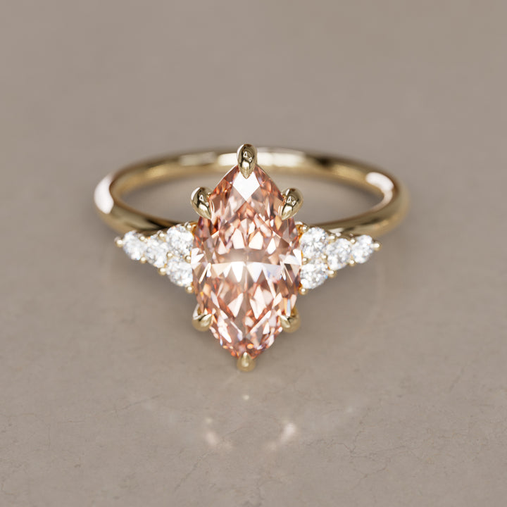 Jasmine Marquise Peach Lab Diamond Unique Modern Engagement Ring By Valley Rose