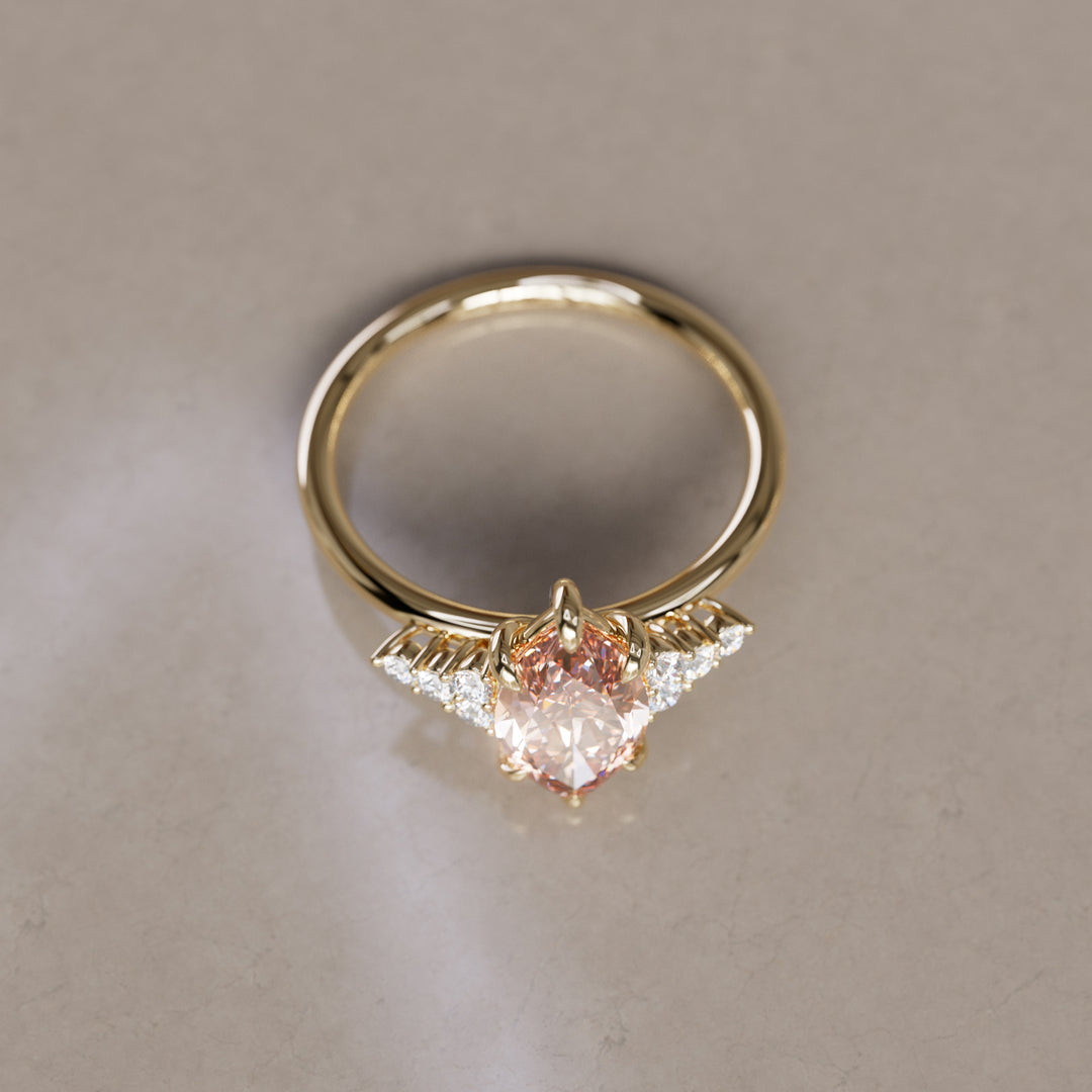 Jasmine Marquise Peach Lab Diamond Unique Modern Engagement Ring By Valley Rose