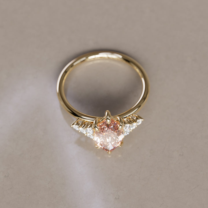 Jasmine Marquise Peach Lab Diamond Unique Modern Engagement Ring By Valley Rose