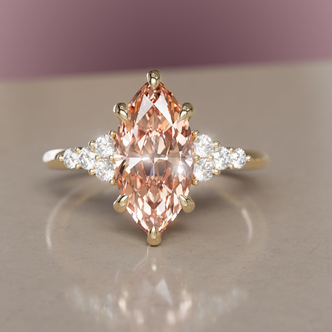 Jasmine Marquise Peach Lab Diamond Unique Modern Engagement Ring By Valley Rose