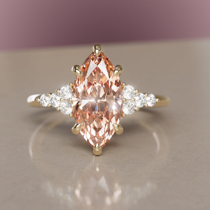 Jasmine Marquise Peach Lab Diamond Unique Modern Engagement Ring By Valley Rose