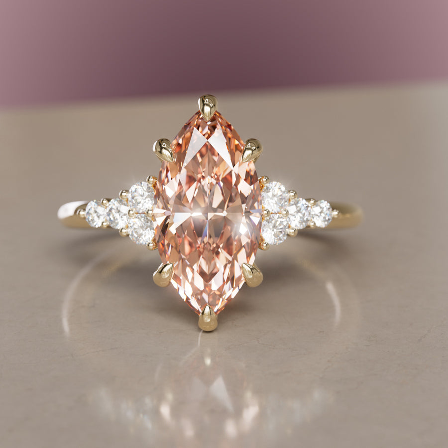 Jasmine Marquise Peach Lab Diamond Unique Modern Engagement Ring By Valley Rose