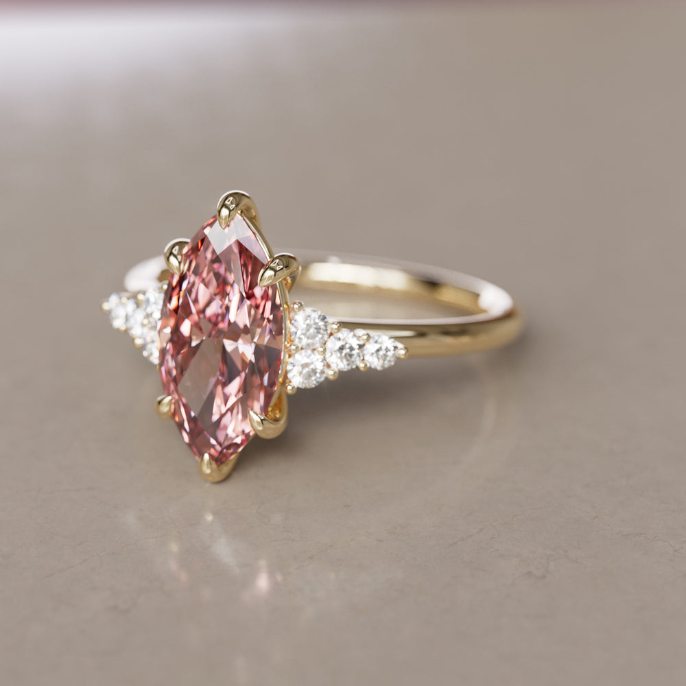 Jasmine Marquise Pink Lab Diamond Unique Modern Engagement Ring By Valley Rose