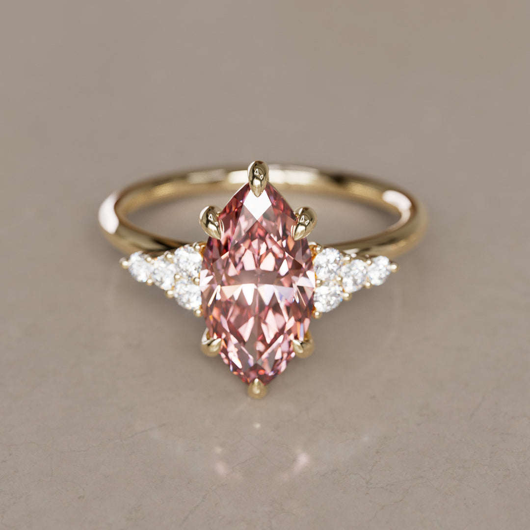 Jasmine Marquise Pink Lab Diamond Unique Modern Engagement Ring By Valley Rose