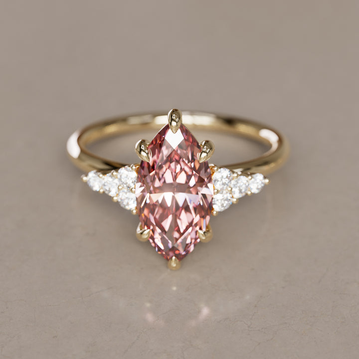 Jasmine Marquise Pink Lab Diamond Unique Modern Engagement Ring By Valley Rose