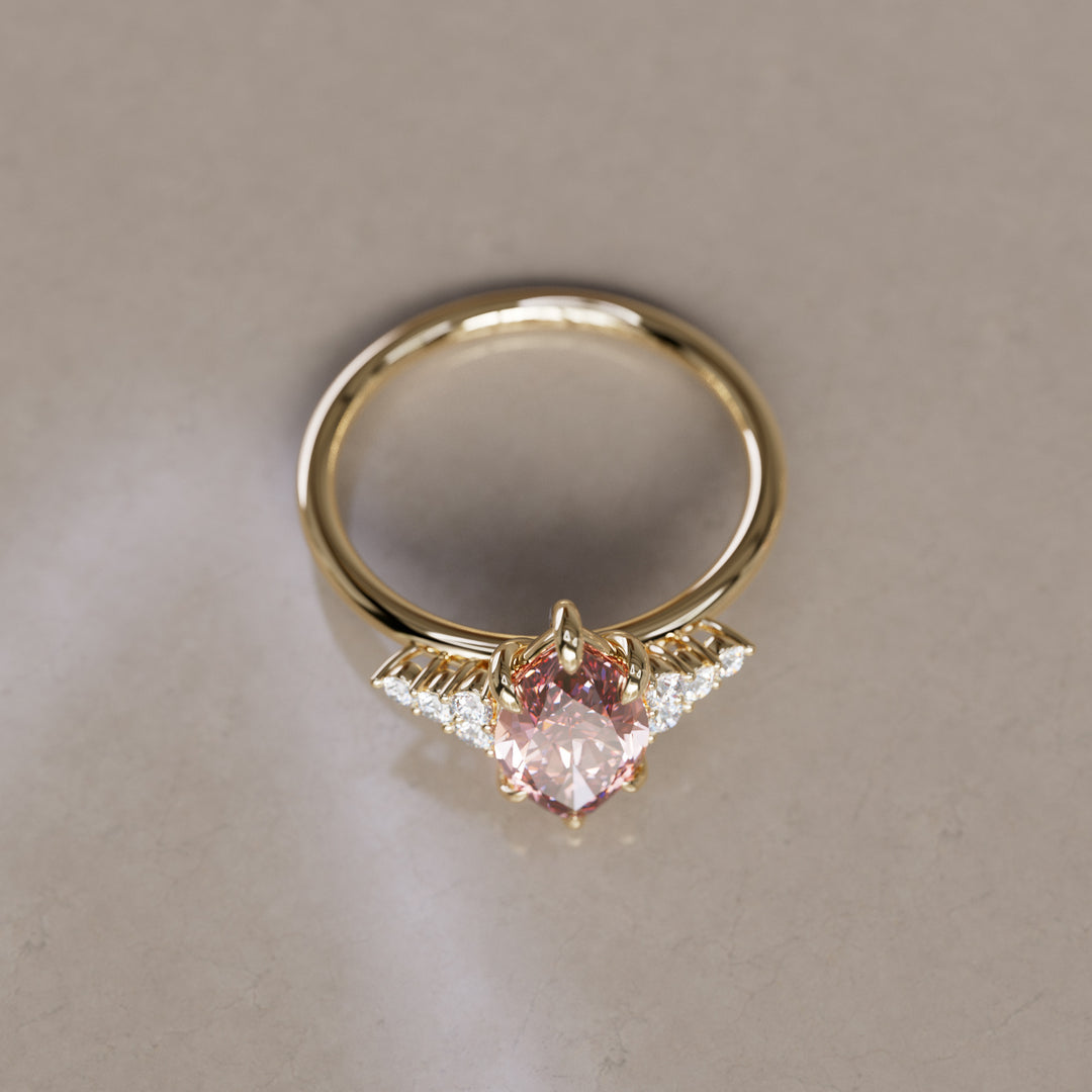 Jasmine Marquise Pink Lab Diamond Unique Modern Engagement Ring By Valley Rose