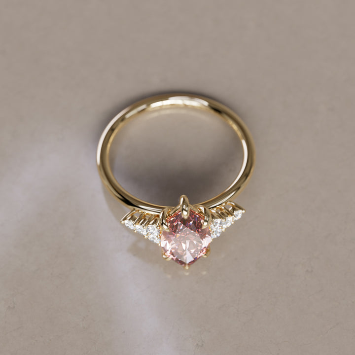 Jasmine Marquise Pink Lab Diamond Unique Modern Engagement Ring By Valley Rose