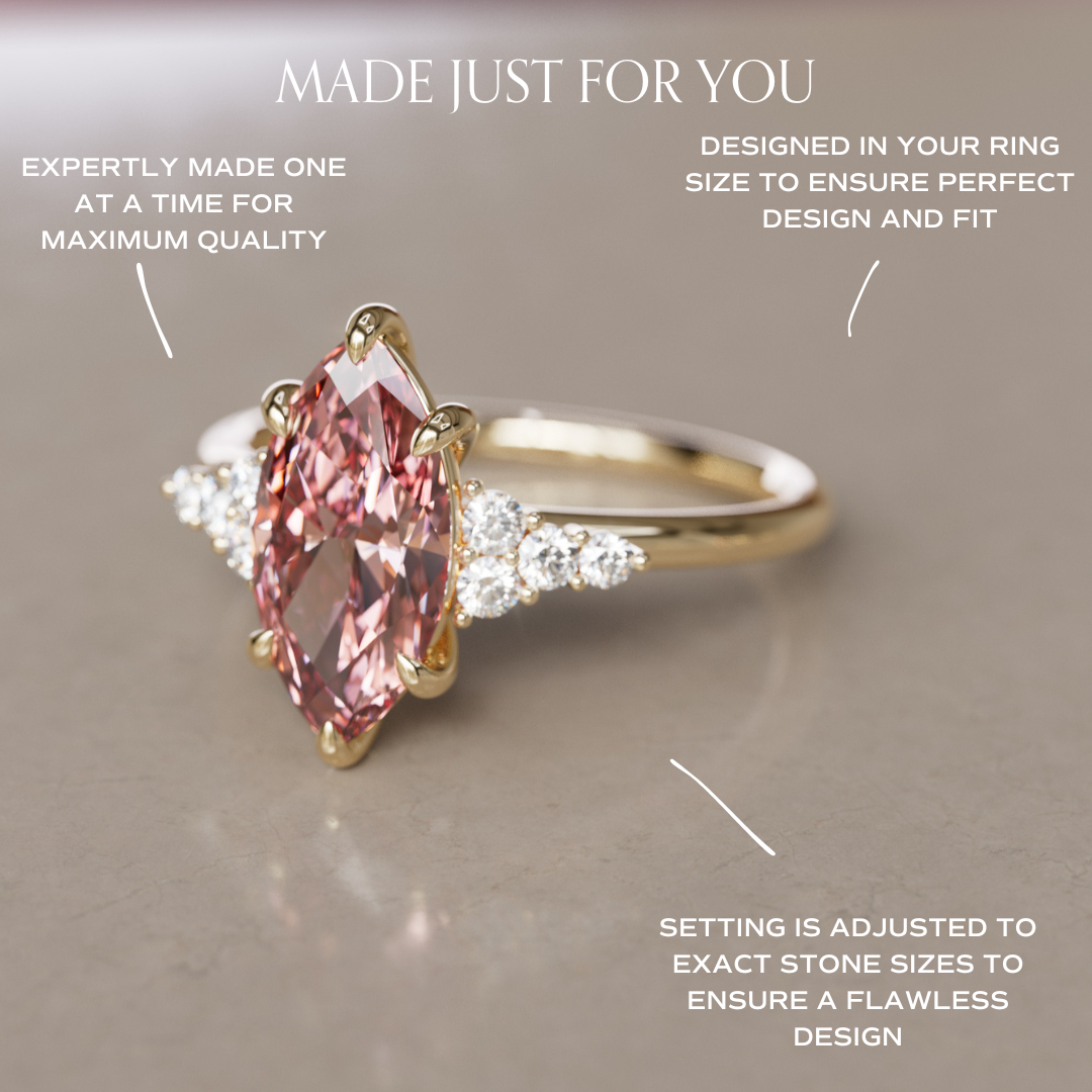 Jasmine Marquise Pink Lab Diamond Unique Modern Engagement Ring By Valley Rose