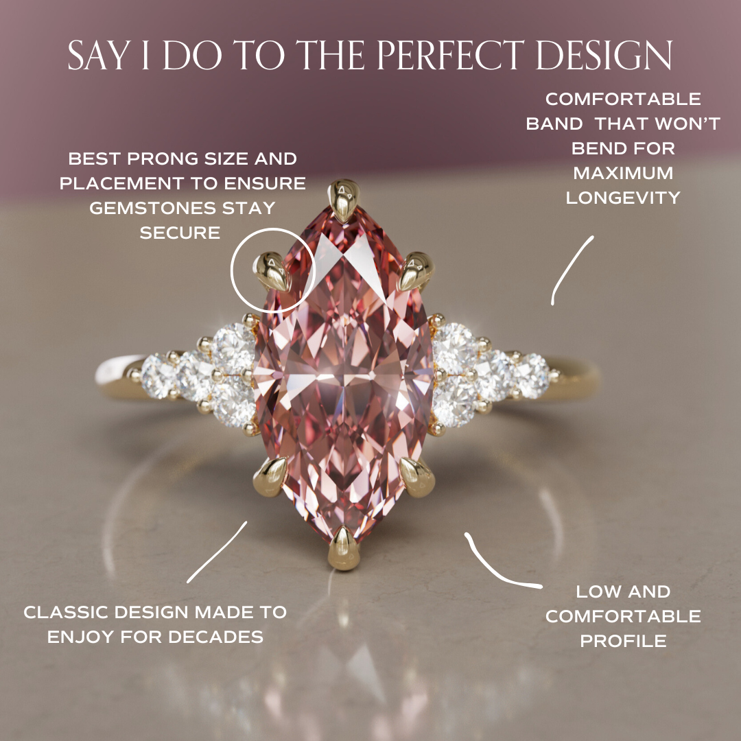 Jasmine Marquise Pink Lab Diamond Unique Modern Engagement Ring By Valley Rose