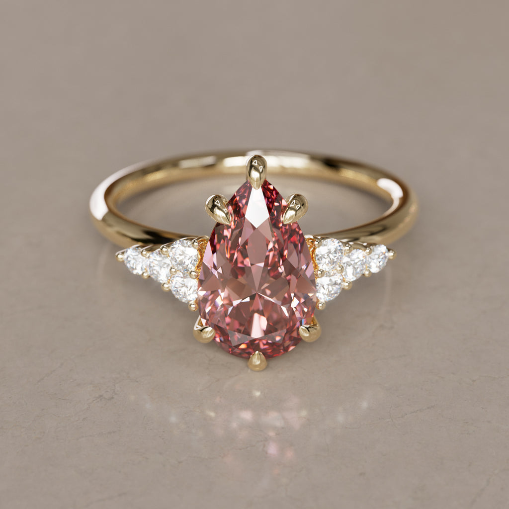 Juniper Pear Pink Lab Diamond Unique Modern Engagement Ring